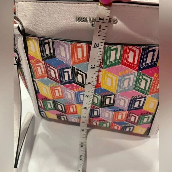 Karl Lagerfeld Paris Crossbody Bag Purse Monogram Cube Multi Color Rainbow NWT - Picture 9 of 12